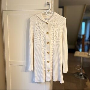 Jones New York Sport Cream Ribbed Sweater Long Cardigan Duster Jacket